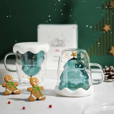 300 ml glazen kerstbekers met een schattig ontwerp en een aangepast logo