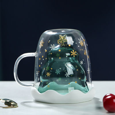 300 ml glazen kerstbekers met een schattig ontwerp en een aangepast logo