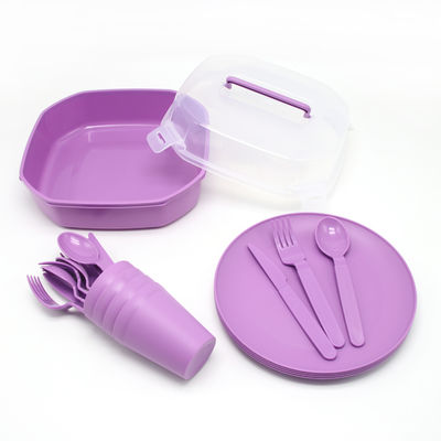 4 Persoon Draagbare Pigmented Outdoor Tableware Set Include Knife Fork Spoon Plate