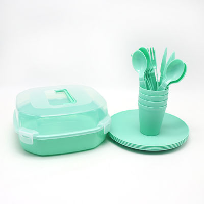 4 Persoon Draagbare Pigmented Outdoor Tableware Set Include Knife Fork Spoon Plate