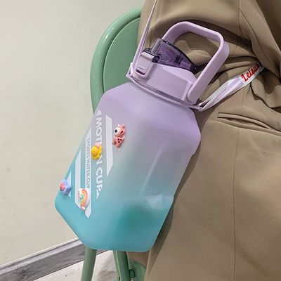 Back to School Essential Geïsoleerde Waterfles met tijdmerker en stro