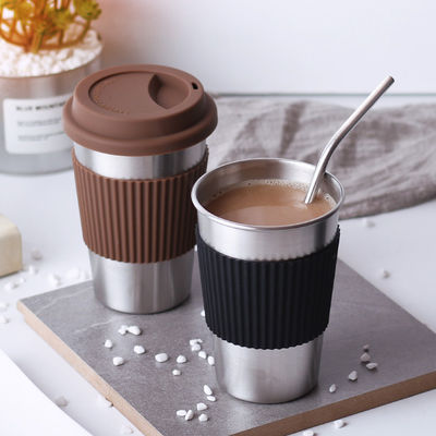 Roestvrij staal koffiebeker Custom 17oz Double Wall 18/8 Tumbler met siliconen mouw