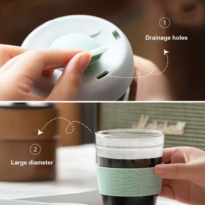 1-stuk aangepast logo borosilicaat geïsoleerde koffiebeker tumbler voor waterfles