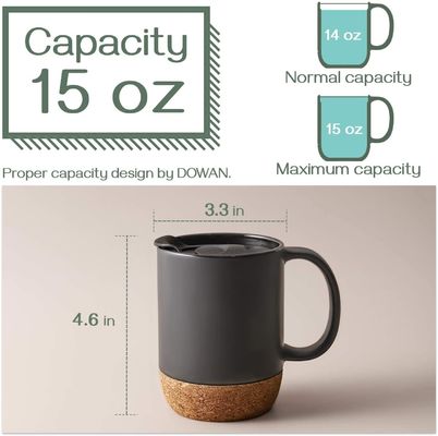 Grote koffiemok met handvat Minimalistische stijl Geïsoleerde kurk bodem Splash Proof Deksel