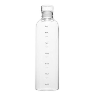 Minimalistische ontwerpstijl 500 ml BPA-vrij borosilicaat glas waterfles met tijdmarker