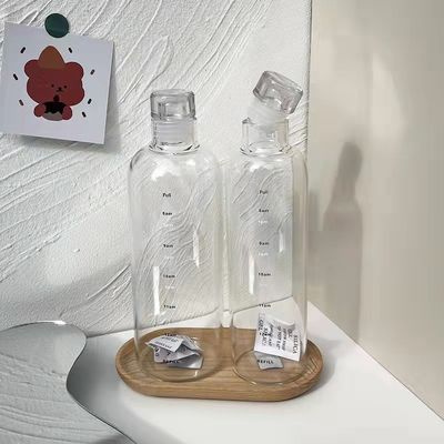 Minimalistische ontwerpstijl 500 ml BPA-vrij borosilicaat glas waterfles met tijdmarker