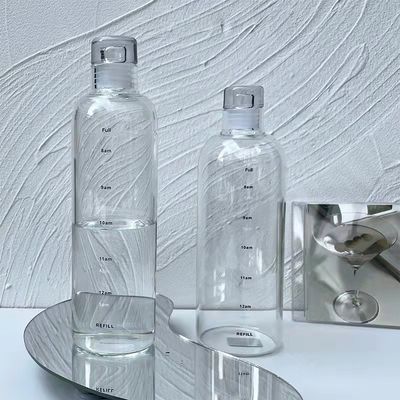 Minimalistische ontwerpstijl 500 ml BPA-vrij borosilicaat glas waterfles met tijdmarker