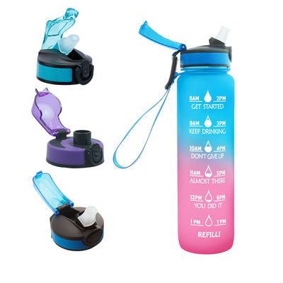 1L Sportwaterfles met tijdmarker en direct drinkstro vrij van BPA