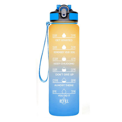 1L Sportwaterfles met tijdmarker en direct drinkstro vrij van BPA