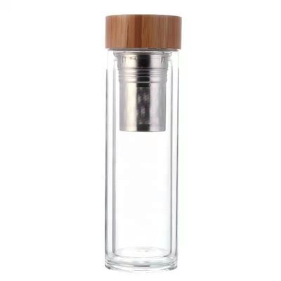 Hoog borosilicaat 350 ml glazen waterfles met thee en water scheiding kopje infuser inbegrepen