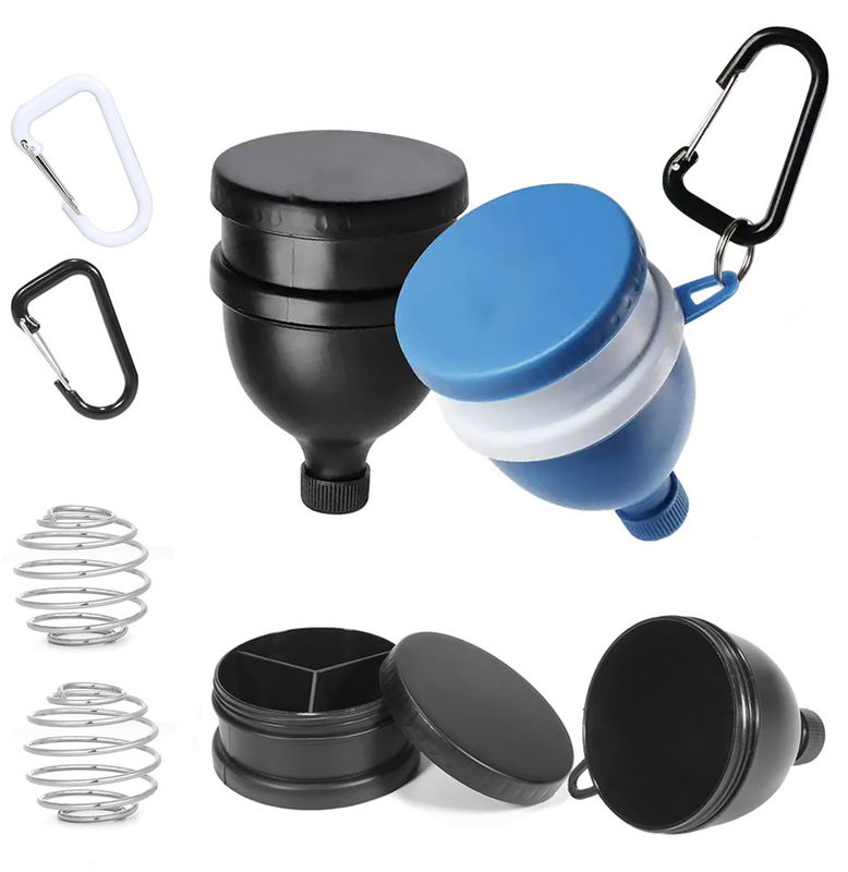 Voedsel 4 OZ/120 ml eiwitpoederfunnel met sleutelhanger Draagbare en handige dispenser