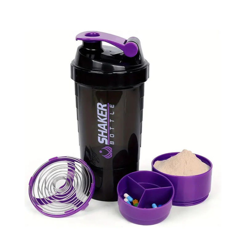 Leakproof 16oz Fitness GYM Sport Protein Mixes Shaker Fles met twee extra compartimenten