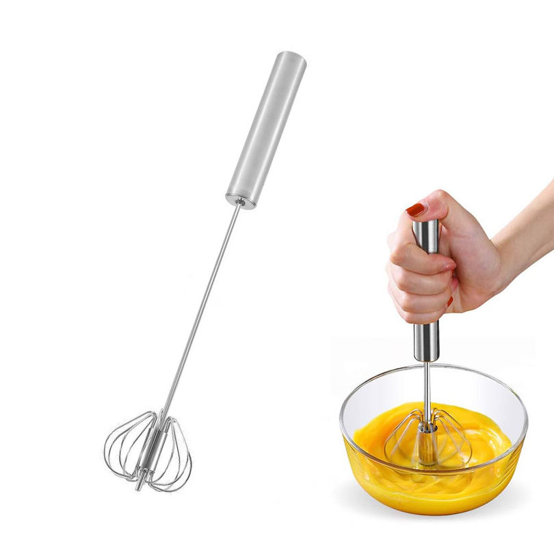 Gepersonaliseerde kleur Hand Push Mixer Creme Whipper Roterende semi-automatische roestvrijstalen ei-beater