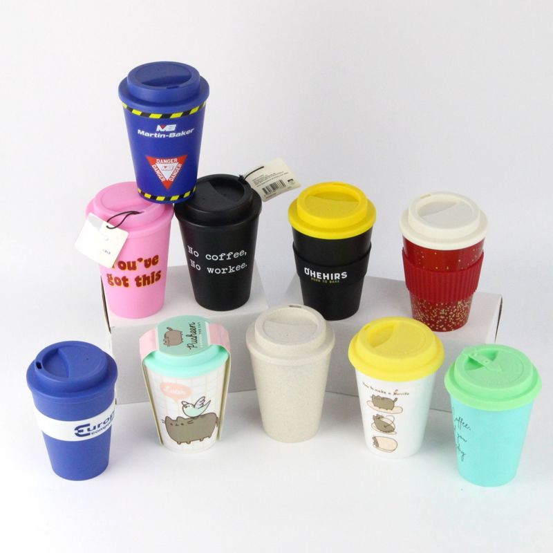 12 oz 350 ml PP siliconen cover bamboe vezel herbruikbare koffiebeker met deksel Een ideaal cadeau item