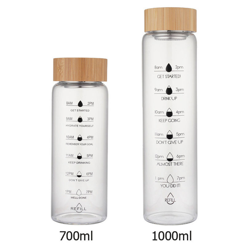 TOUR Outdoor Activity Glass Tumbler Cups met 700 ml / 1000 ml capaciteit en tijdschaal