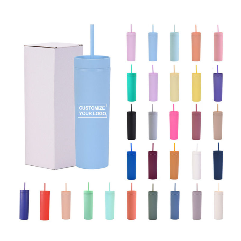 186g aangepaste acryl pastell gekleurde tumblers 16oz herbruikbare plastic bekers met stro