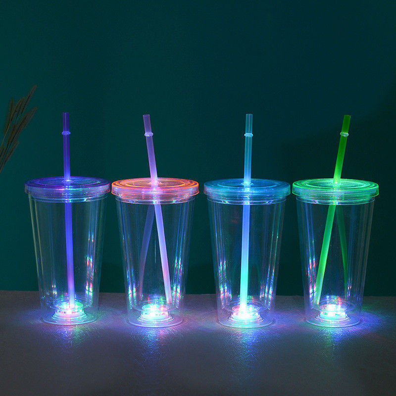 16 oz Led Drink Drinking Party Water flitsende lichten Light Up Cup Plastic Led Double Wall Tumbler