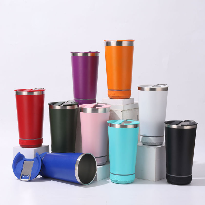 Klanten logo 20oz Bluetooth luidspreker Tumbler Waterdicht roestvrij stalen muziekbeker voor feest
