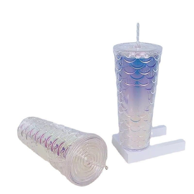 Waterstroommethode Creatieve stroembek Plastic Double Layer Flash Roze vis schaal bekers
