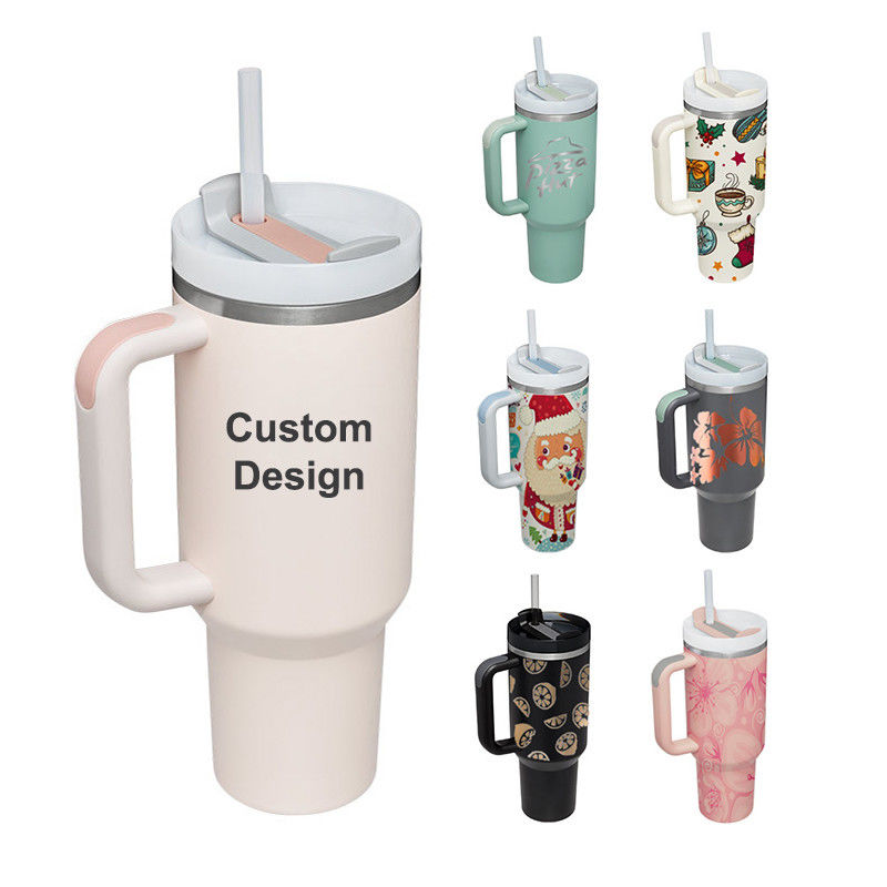 American Style Custom Pattern 40oz Tumbler met deksel handvat en stro roestvrij staal Vacuum Geïsoleerde Cup
