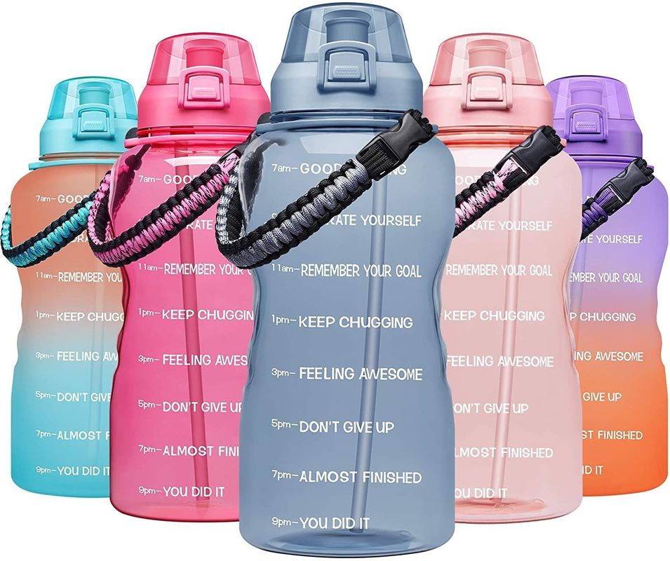 Motiverend waterflesje voor gymsport Tijdmarker Frosted Plastic Eco BPA Free