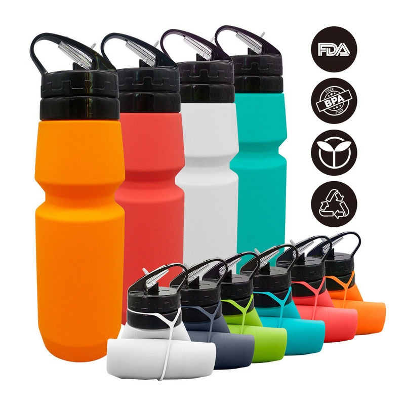750 ml anti-corrosie bedekte siliconen waterfles voor reizen en sport Aanpasbaar