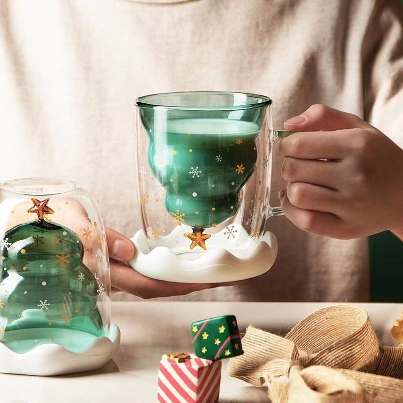 300 ml glazen kerstbekers met een schattig ontwerp en een aangepast logo