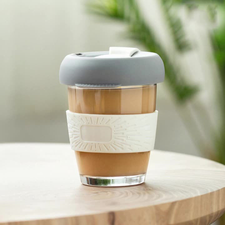 1-stuk aangepast logo borosilicaat geïsoleerde koffiebeker tumbler voor waterfles