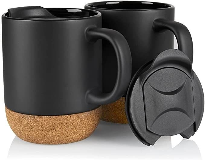 Grote koffiemok met handvat Minimalistische stijl Geïsoleerde kurk bodem Splash Proof Deksel