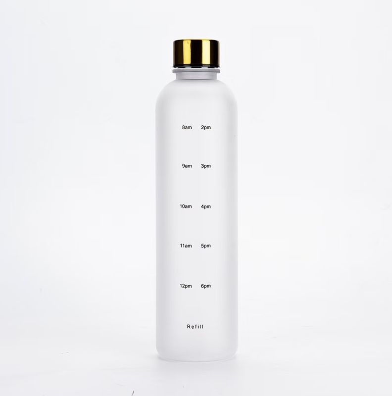 32 oz Tritan BPA-vrije waterpot met lid en tijdmarker stro voor fitness gym sporten